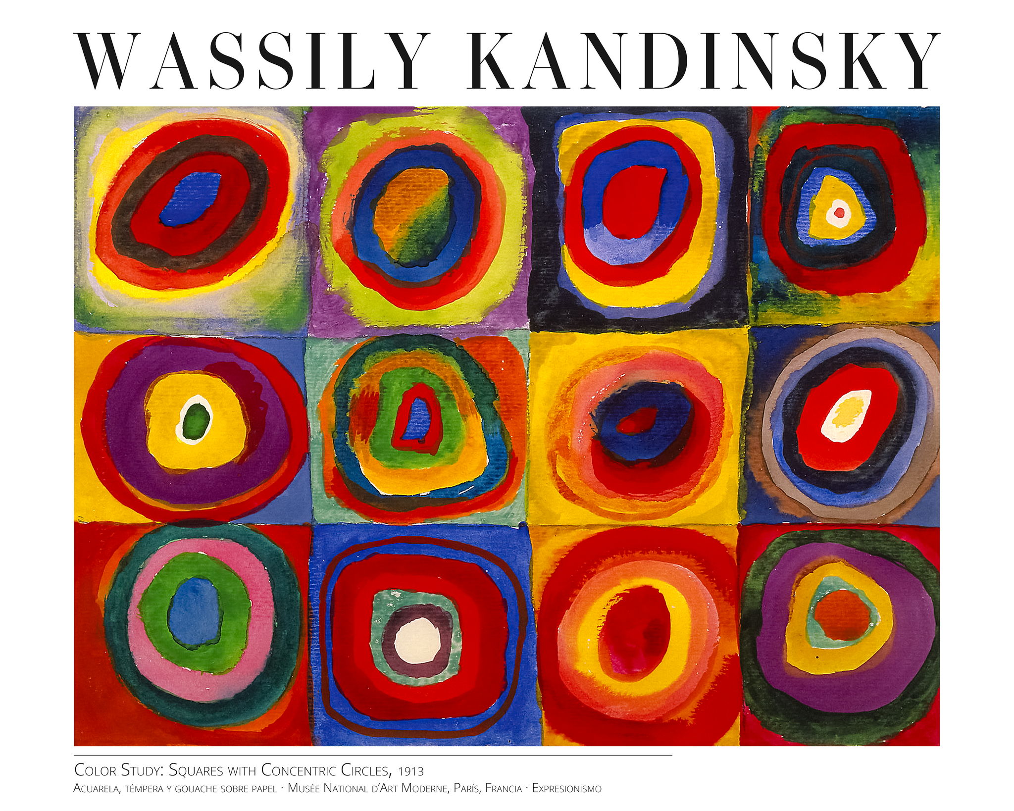 Color Study: Squares with Concentric Circles