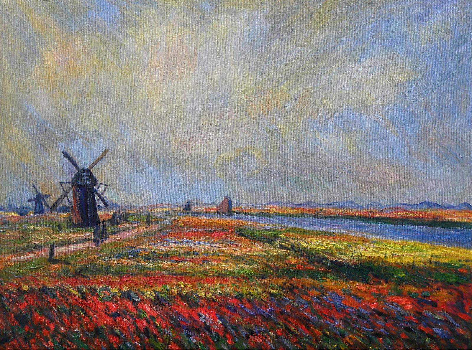 Field of Flowers and Windmills near Leiden