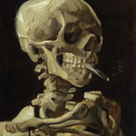 Skull of a Skeleton with Burning Cigarette