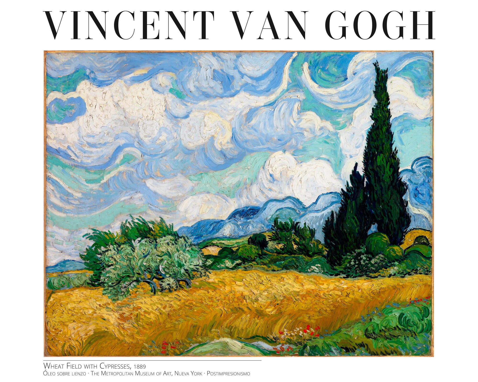 Wheat Field with Cypresses