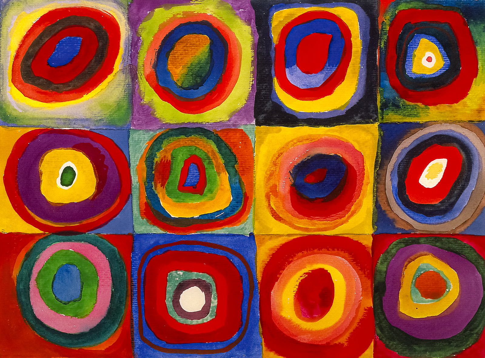 Color Study: Squares with Concentric Circles